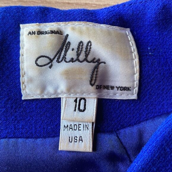 Milly Blue Sleeveless Belted Vintage Short Sleeve Career Dress 10 - Picture 8 of 8